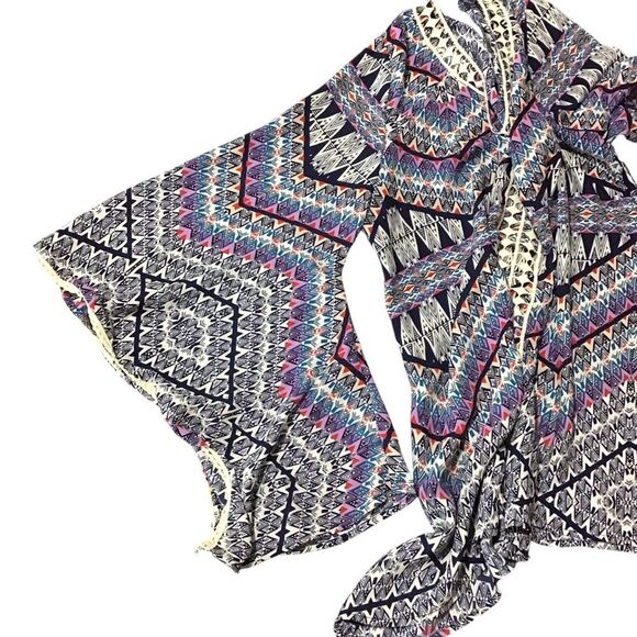 Cato Aztec Multicolor Peasant Patterned‎ Poncho Top M - Picture 5 of 12